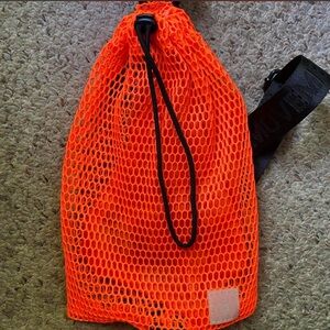 Free People Orange Mesh Drawstring Bag
